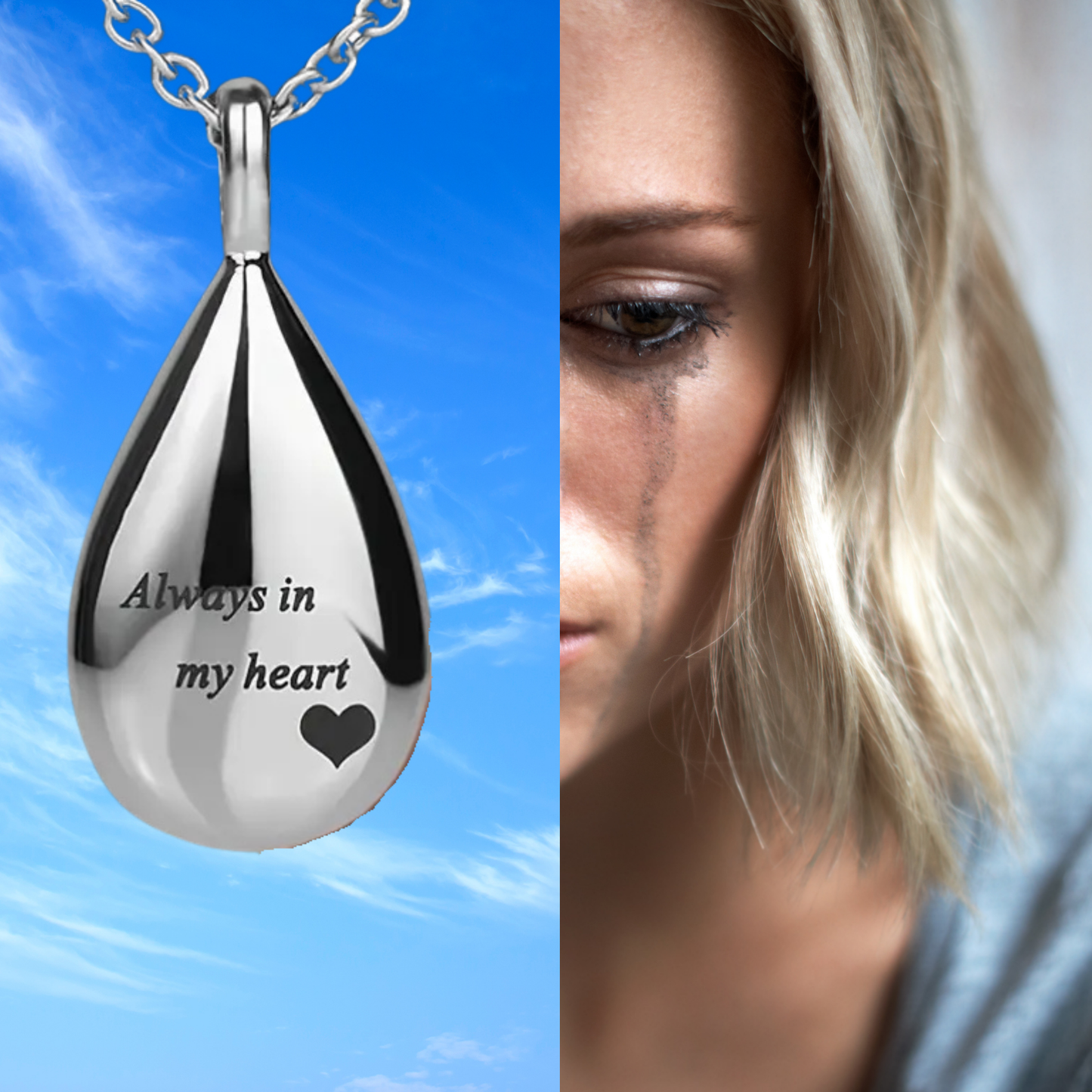 Silver Teardrop Memorial Urn Necklace