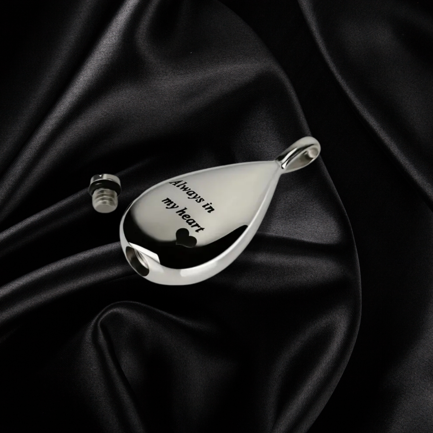 Silver Teardrop Memorial Urn Necklace