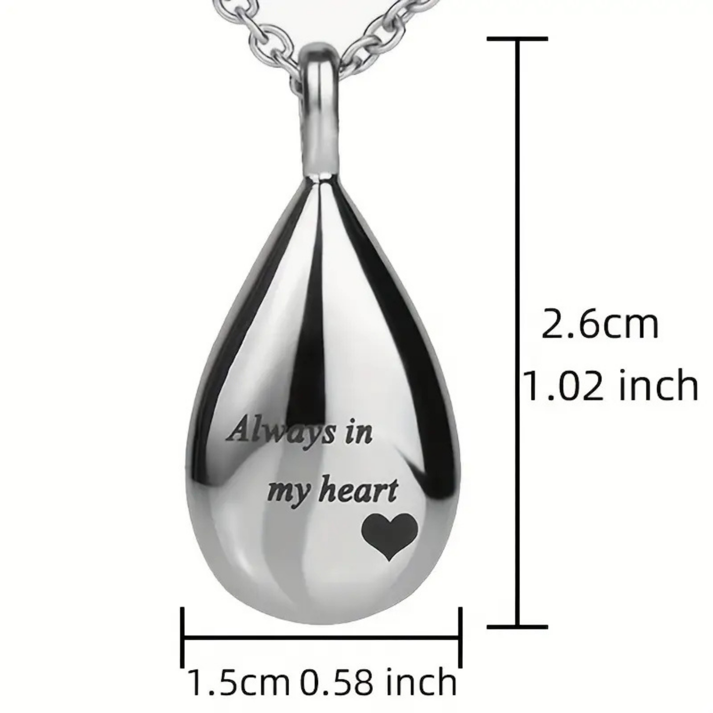 Silver Teardrop Memorial Urn Necklace