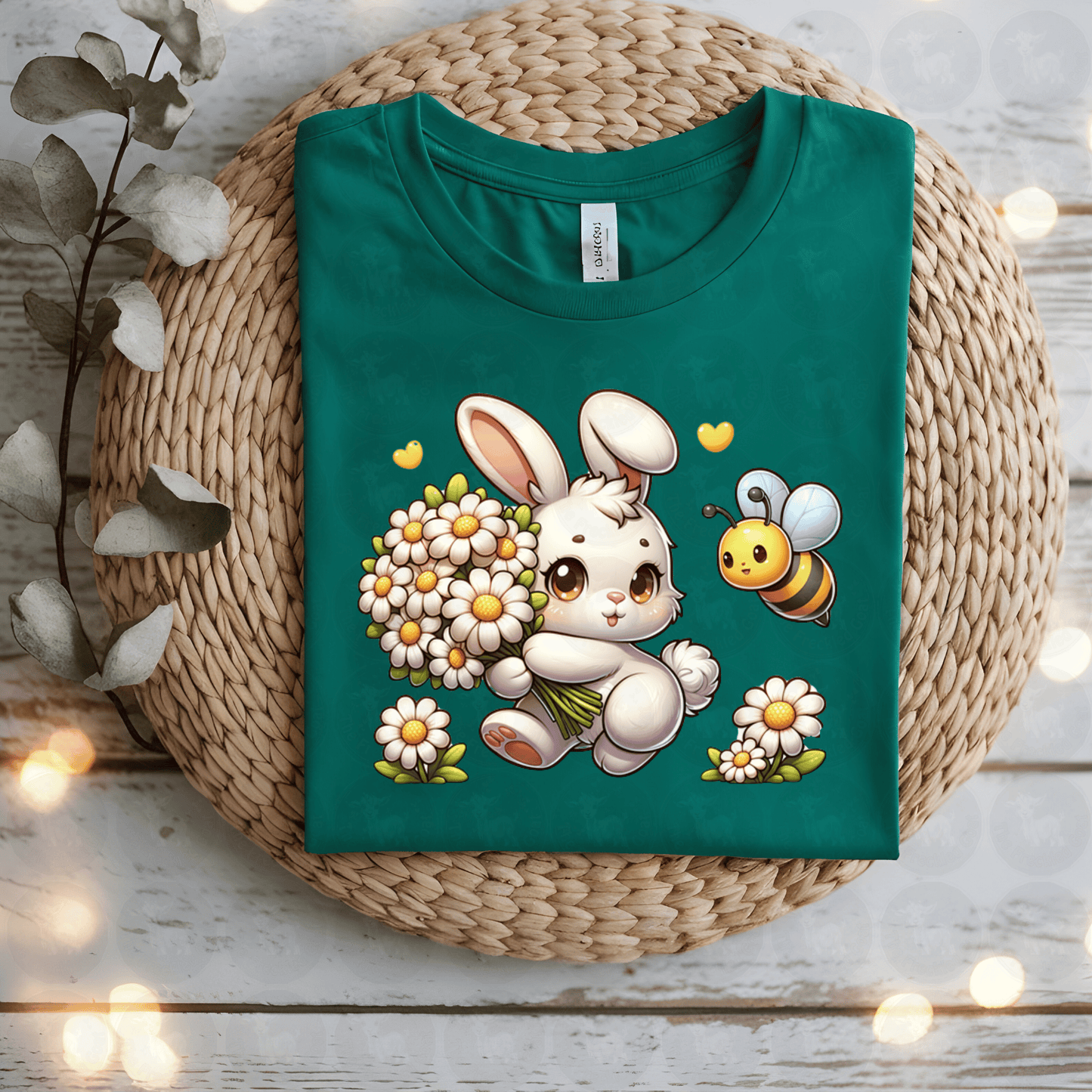 Cartoon Bee Chasing Easter Bunny Digital Design Download