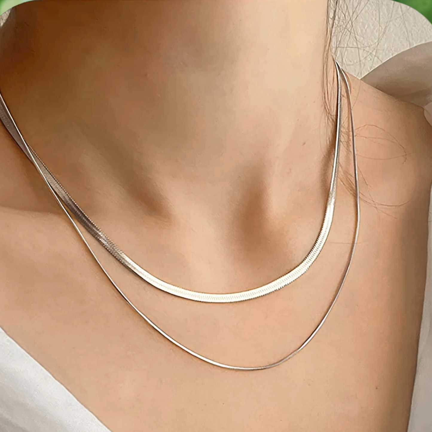 Stainless Steel Layered Snake Chain Necklace Set