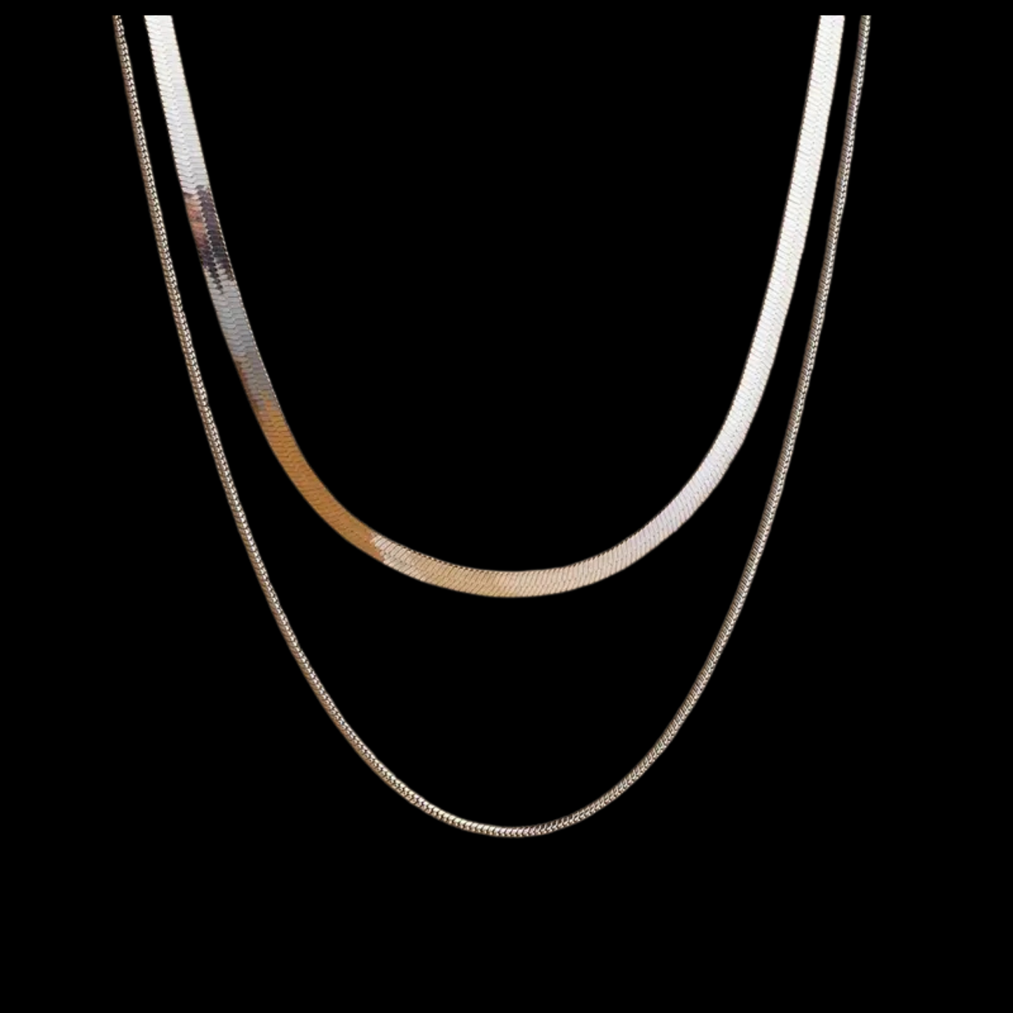 Stainless Steel Layered Snake Chain Necklace Set