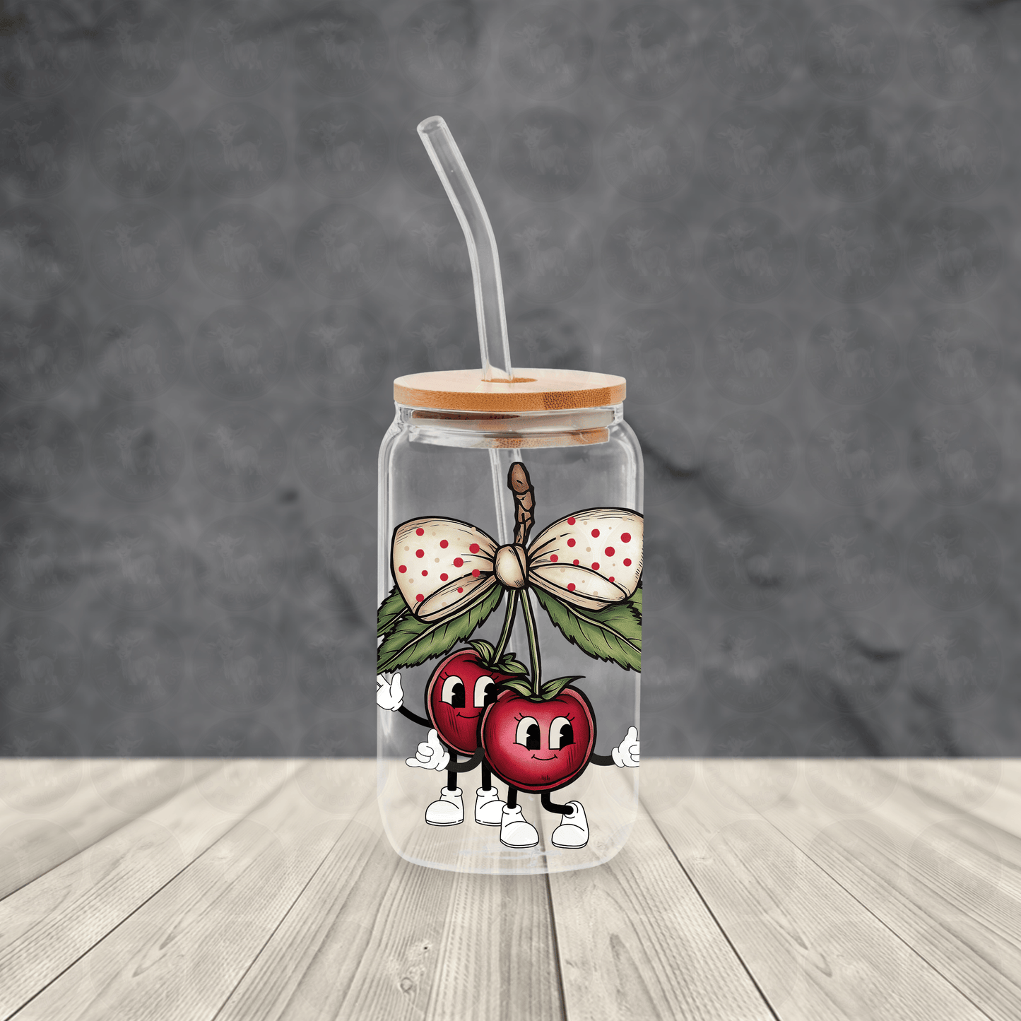 Coquette Bow Cherries Cartoon Digital Download