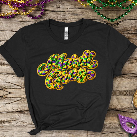 Mardi Gras Faux Crochet Text Design PNG | Purple Green Gold Rope Lettering | New Orleans Carnival Typography | Instant Download