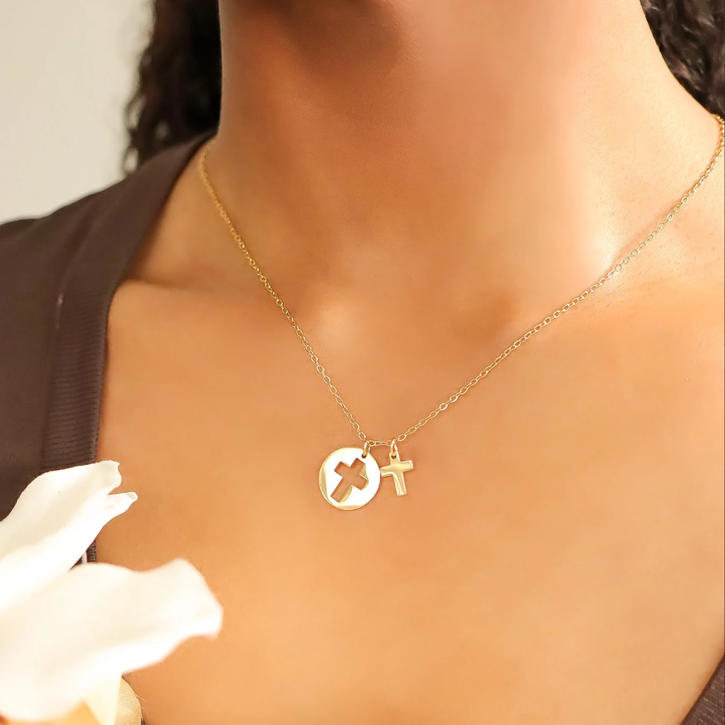 Cutout Cross Charm Necklace