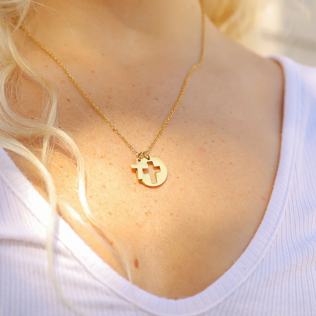 Cutout Cross Charm Necklace