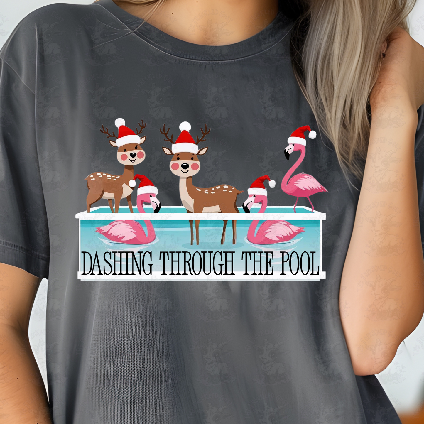 Christmas in July Digital Download | Dashing Through The Pool Christmas Art | Funny Summer Holiday Flamingo & Reindeer Design | Tropical Pool Party Shirt or Decor
