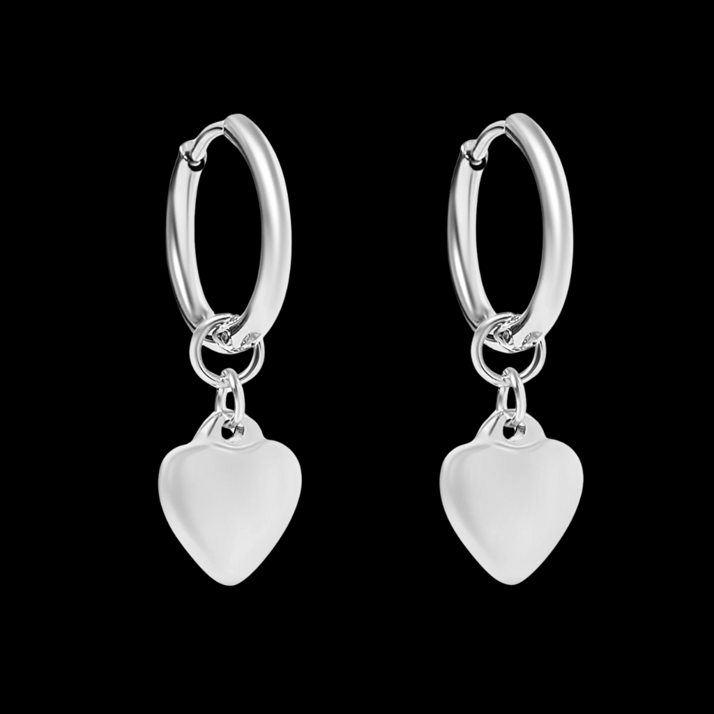 Huggie Heart Pendant Earrings (Engravable)