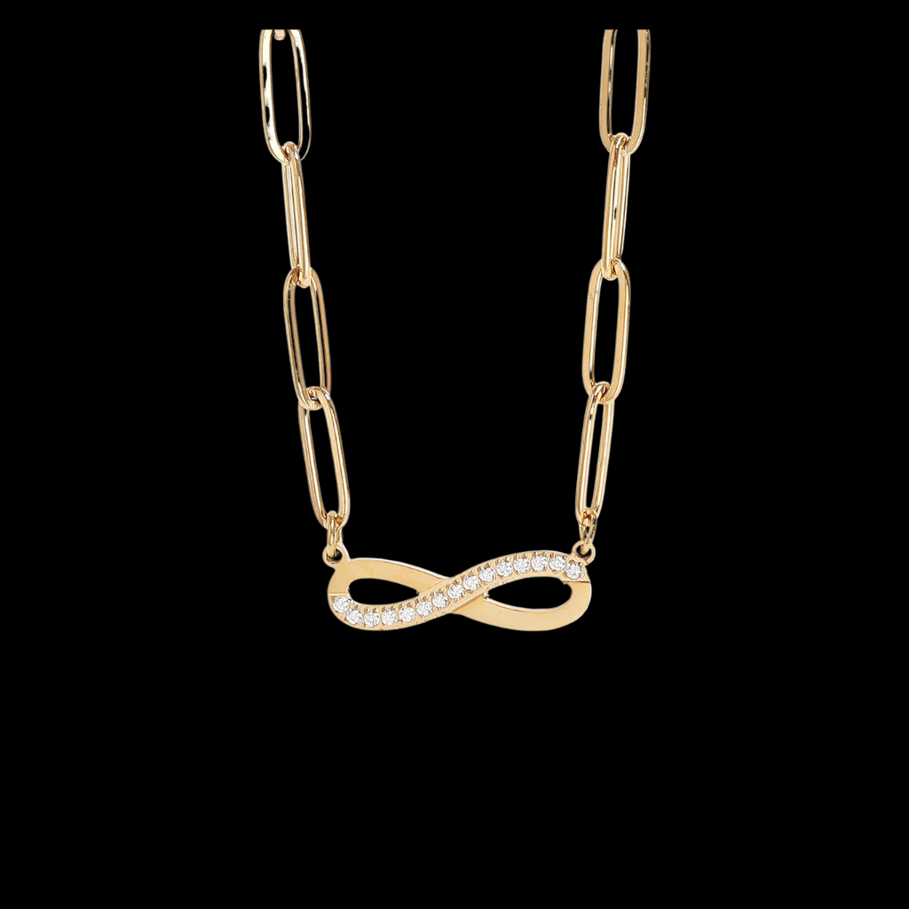Stone Infinity Paperclip Chain Necklace