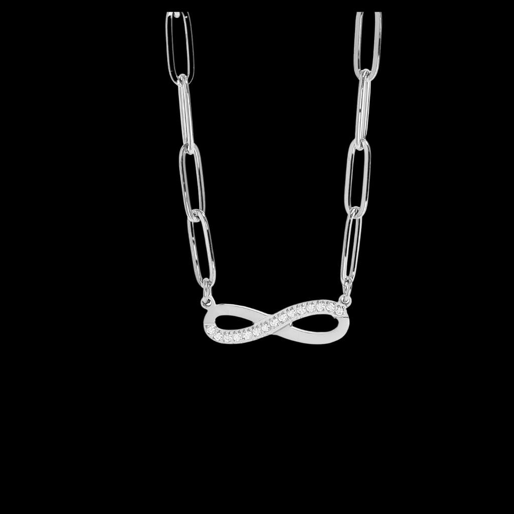 Stone Infinity Paperclip Chain Necklace