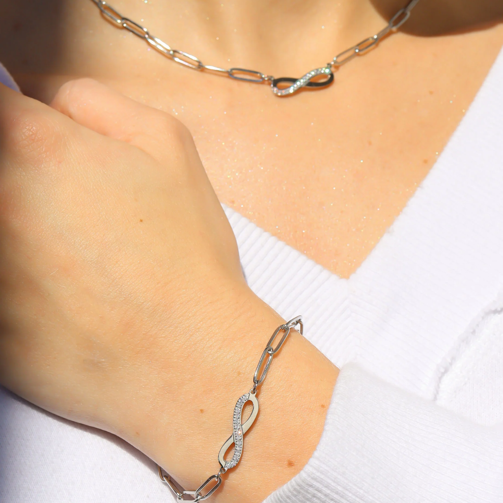 Stone Infinity Paperclip Chain Necklace