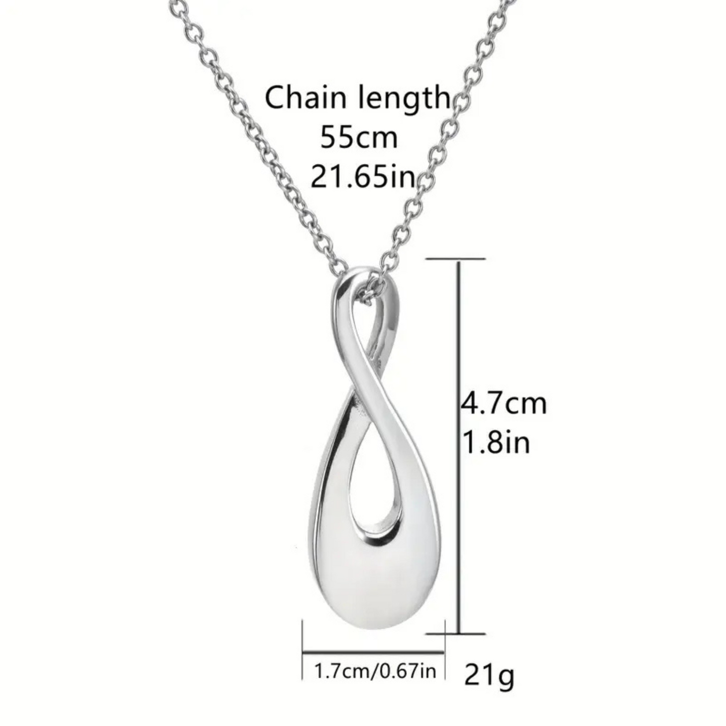 Stainless Steel Infinity Memorial Keepsake Urn Necklace (Free Engraving)