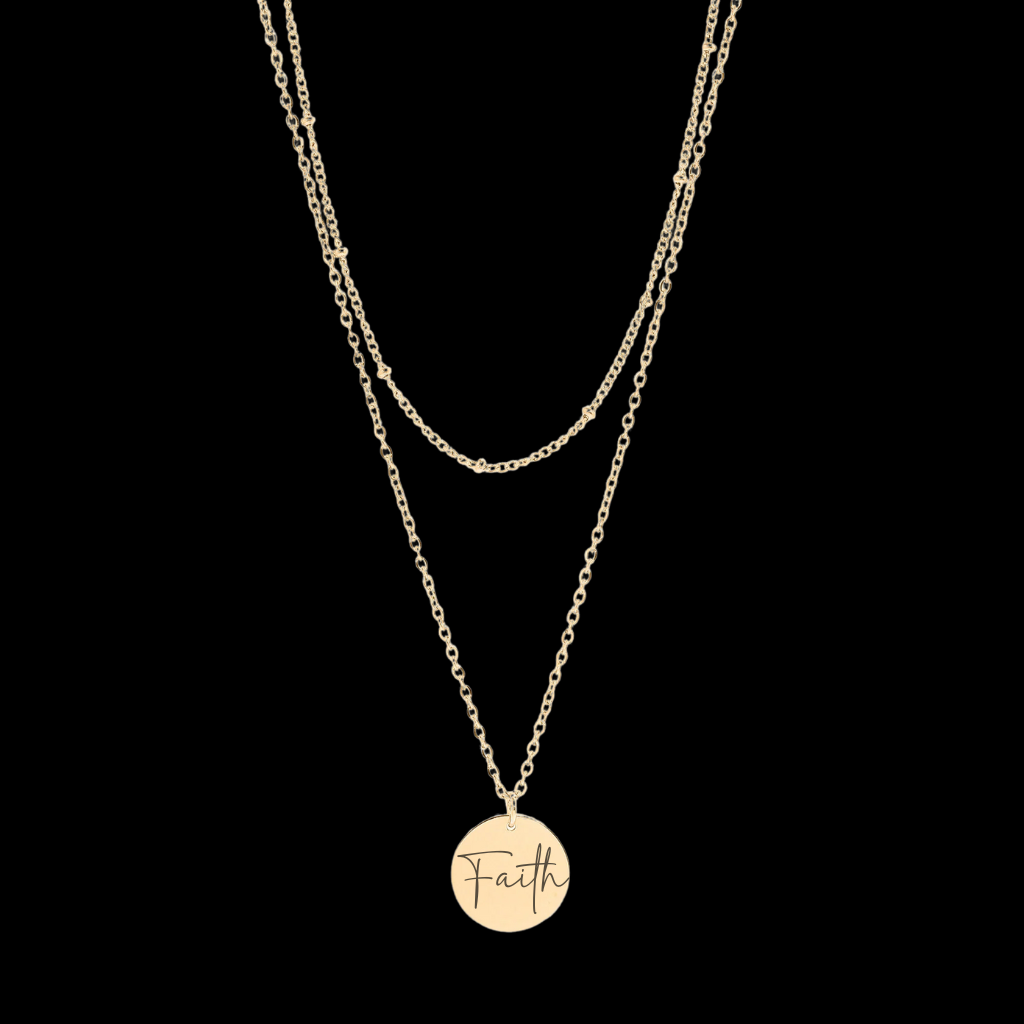 Loop & Satellite Chain Blank Disc Layered Necklace (Engravable)