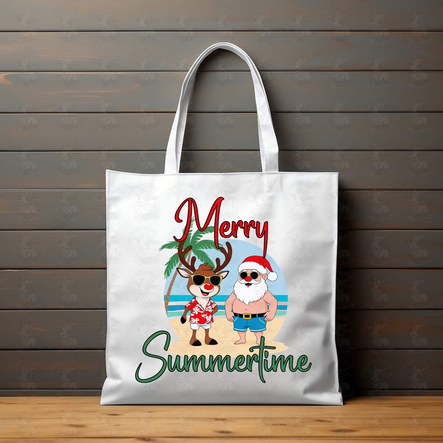 Merry Summertime Santa and Reindeer Art | Funny Tropical Christmas Beach Print | Summer Holiday Shirt or Coastal Decor Design | Digital Design Download