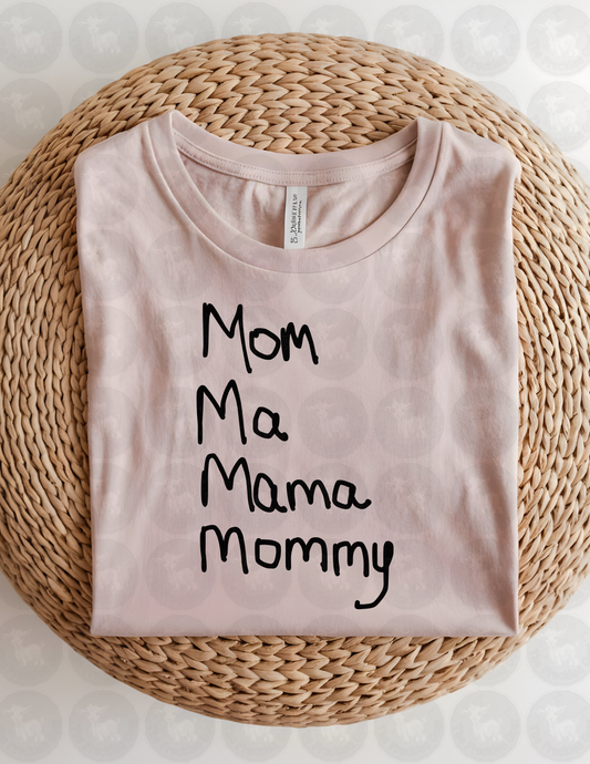 Mom Ma Mama Mommy Handwritten Wall Art | Minimalist Mother’s Day Printable | Nursery or Playroom Decor for Moms | Funny Kid Language Sign