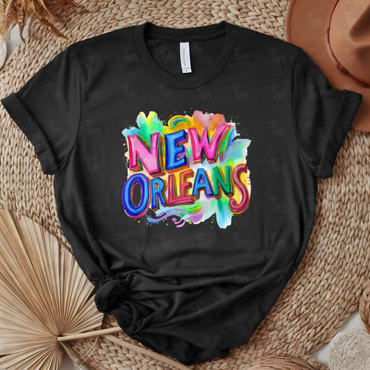 New Orleans Color Splash Graffiti Art | Vibrant Street Style City Print | Bold Watercolor Urban NOLA Poster or Shirt Design