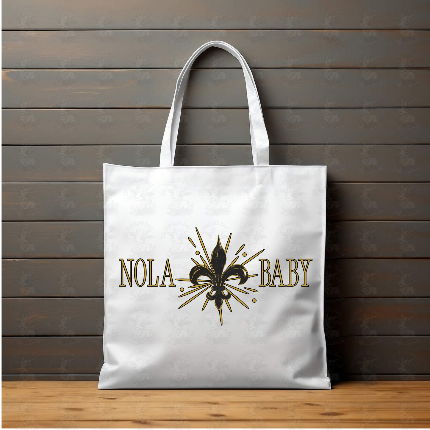 NOLA Baby Fleur de Lis Art | New Orleans Pride Wall Print or Shirt | Elegant Gold and Black Southern Louisiana Decor Design