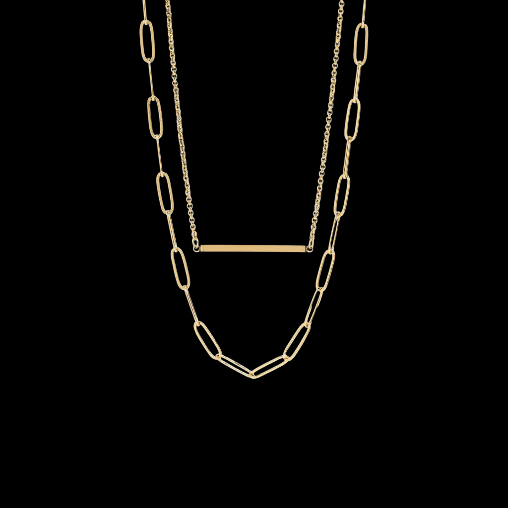 Paperclip Layered Blank Bar Necklace (Free Engraving)