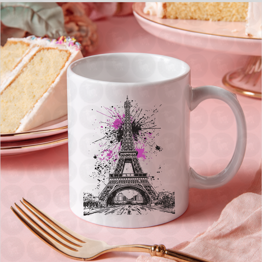 Eiffel Tower Graffiti Art Print | Edgy Paris Street Style Wall Decor | Pink and Black Urban Paris France Illustration | Modern Parisian Poster Design