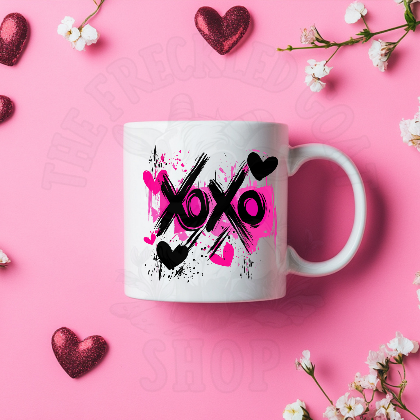 XOXO Valentine Design PNG | Neon Pink Love Art | Grunge Heart Illustration | Instant Download Valentine Graphic