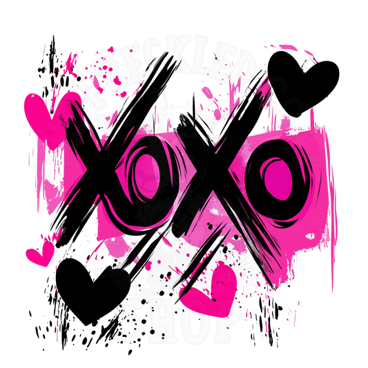 XOXO Valentine Design PNG | Neon Pink Love Art | Grunge Heart Illustration | Instant Download Valentine Graphic
