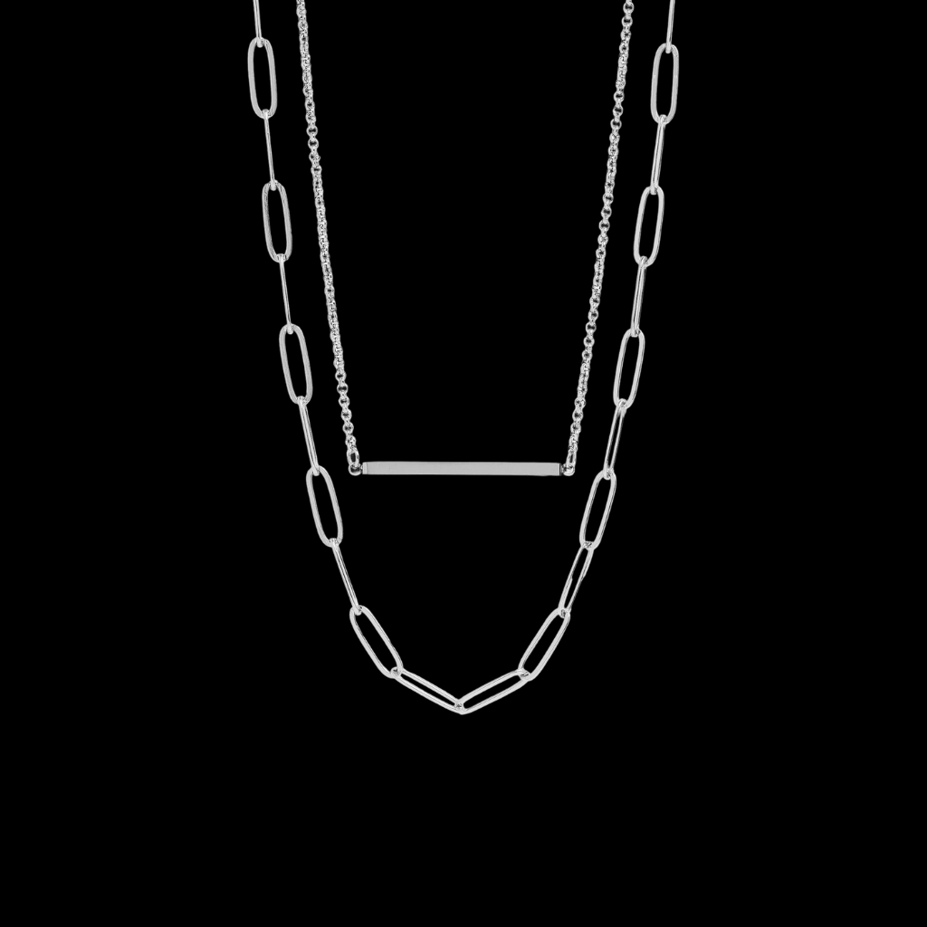 Paperclip Layered Blank Bar Necklace (Free Engraving)