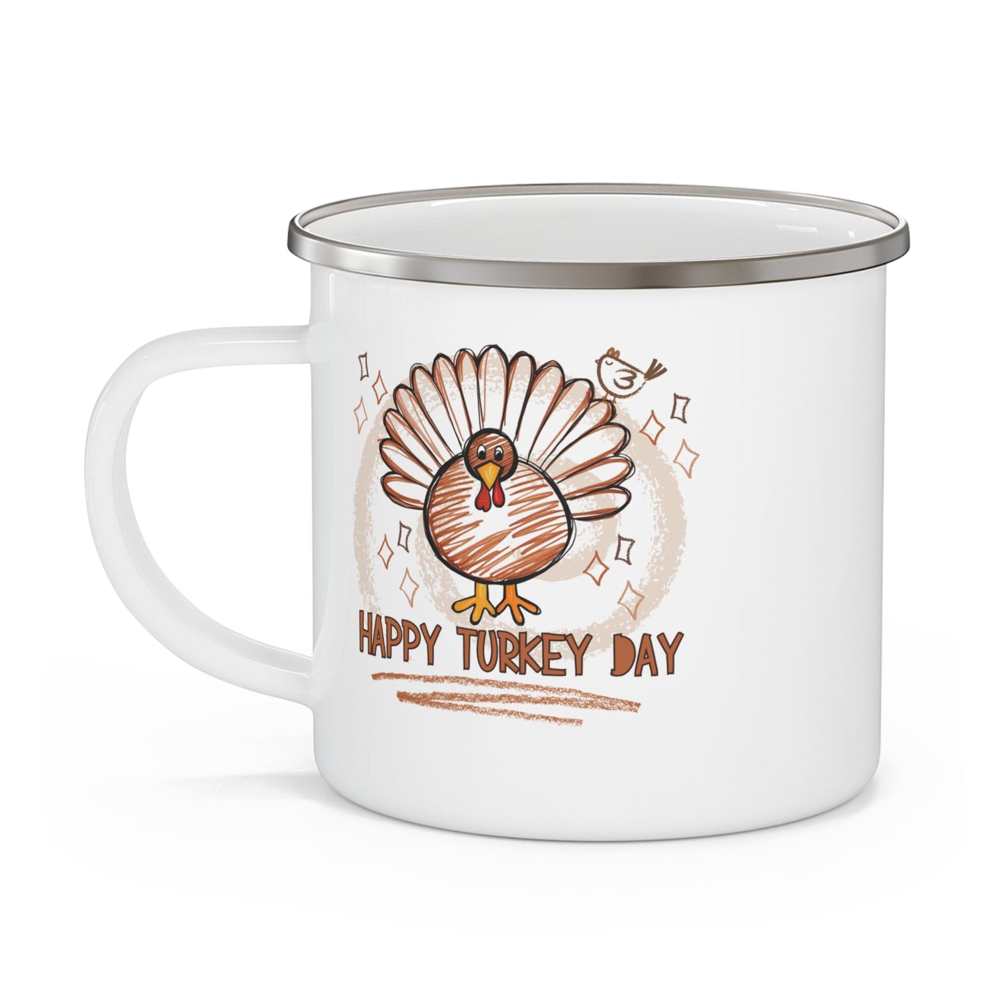 Happy Turkey Day Thanksgiving Holiday Enamel Camping Glamping Mug