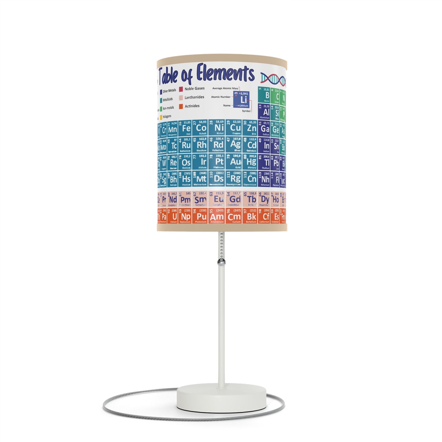 Scientific Periodic Table of Elements -Lamp on a Stand, US|CA plug