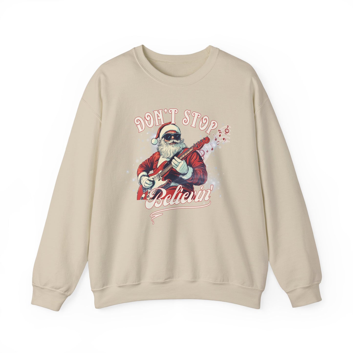 Don't Stop Believin Rock N Roll Santa Clause Christmas Sweatshirt