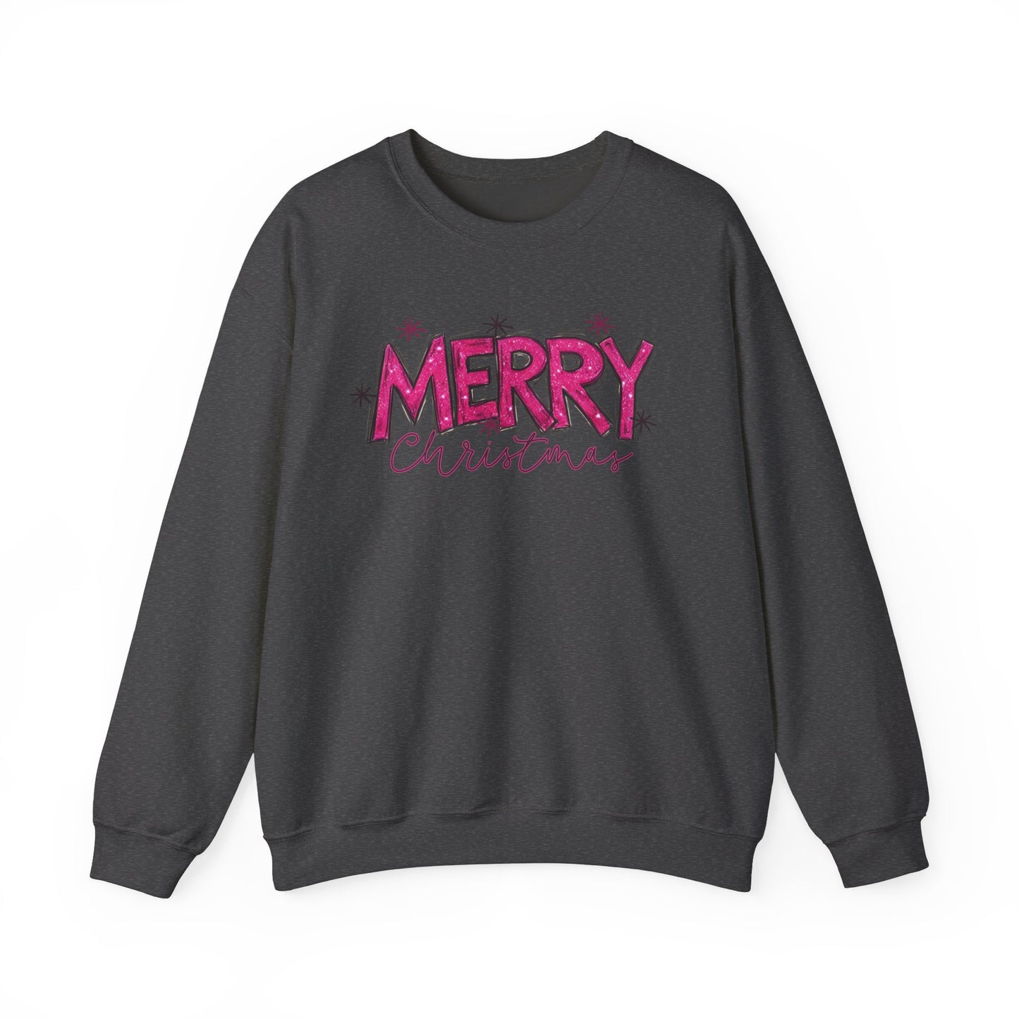 Pink Glitter Merry Christmas Holiday Sweatshirt