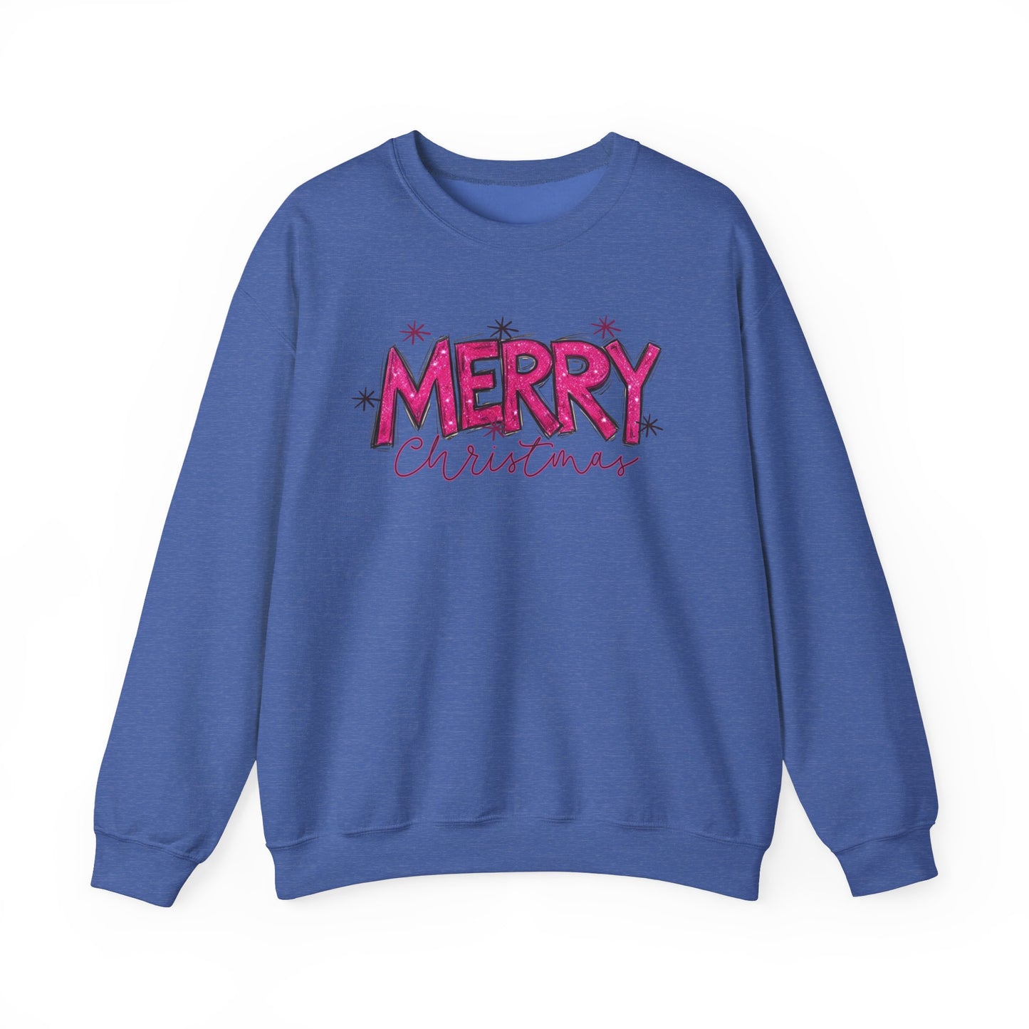 Pink Glitter Merry Christmas Holiday Sweatshirt