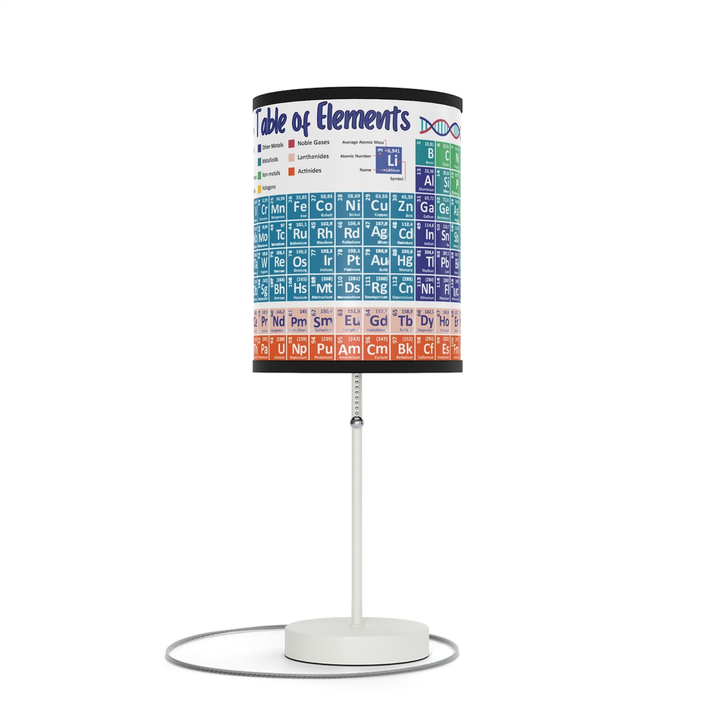 Scientific Periodic Table of Elements -Lamp on a Stand, US|CA plug