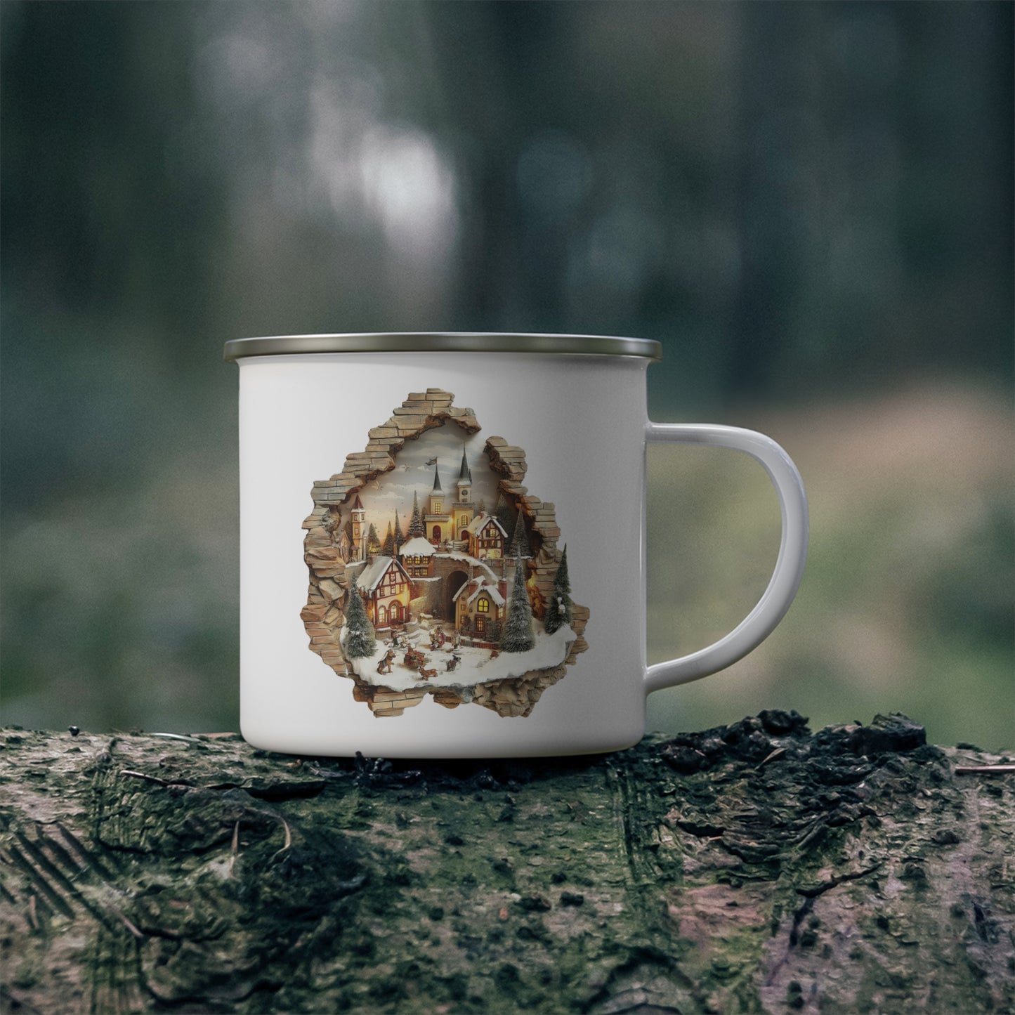 3D Christmas Scene -Enamel Camping Mug