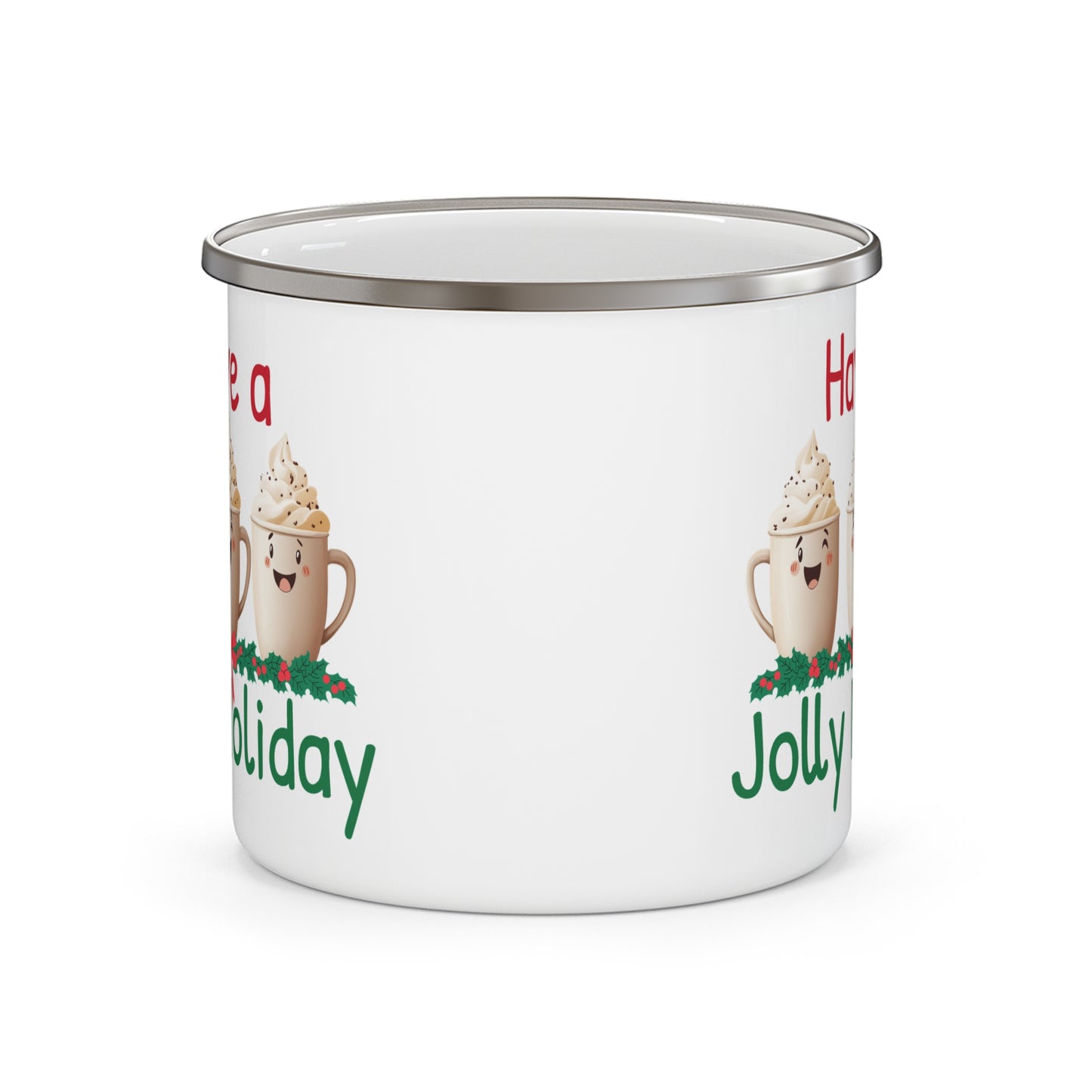 Jolly Holiday Cocoa Cups -Enamel Camping Mug