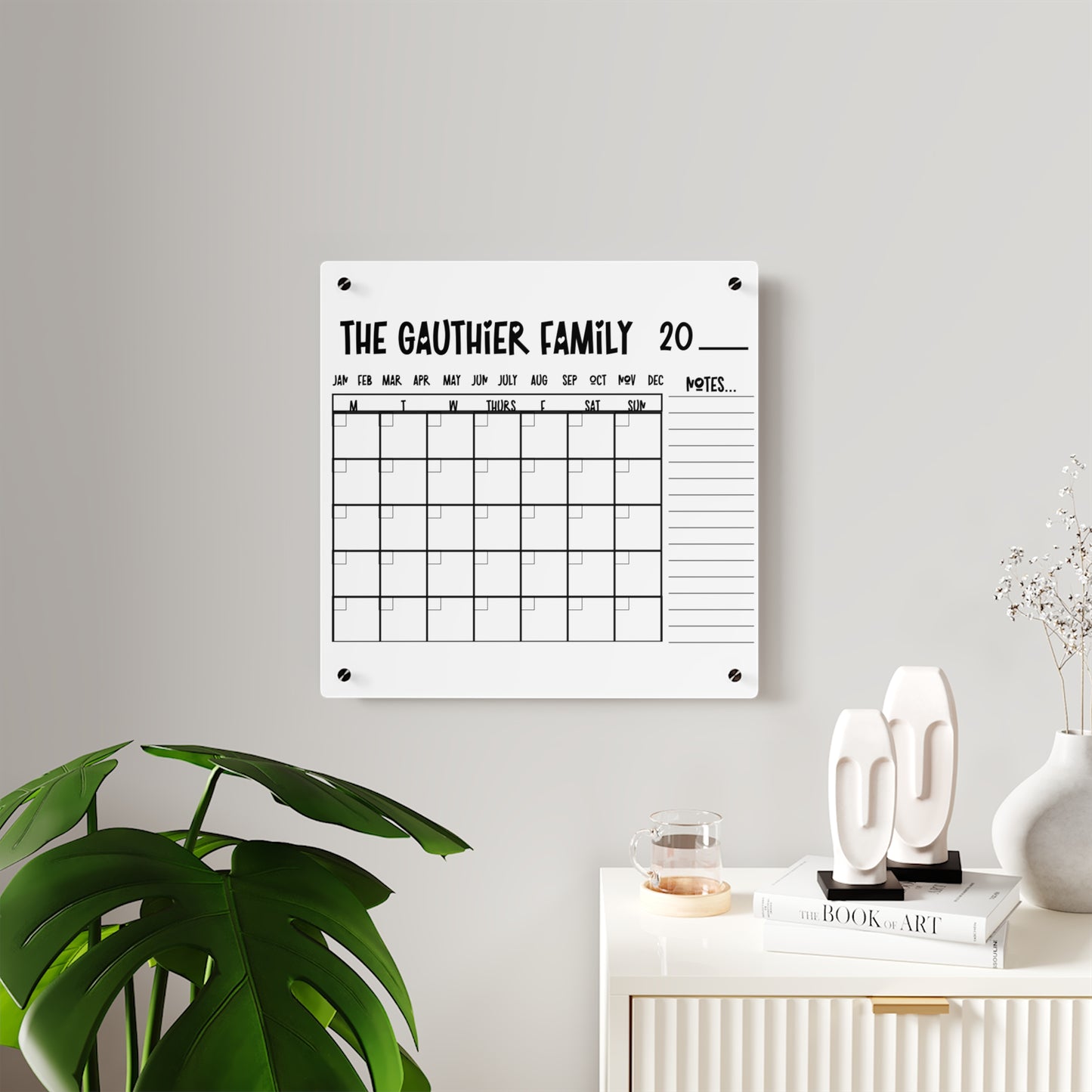 Personalized Erasable Calendar, Decorative Acrylic