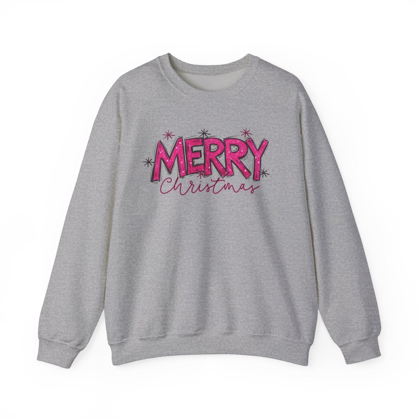 Pink Glitter Merry Christmas Holiday Sweatshirt