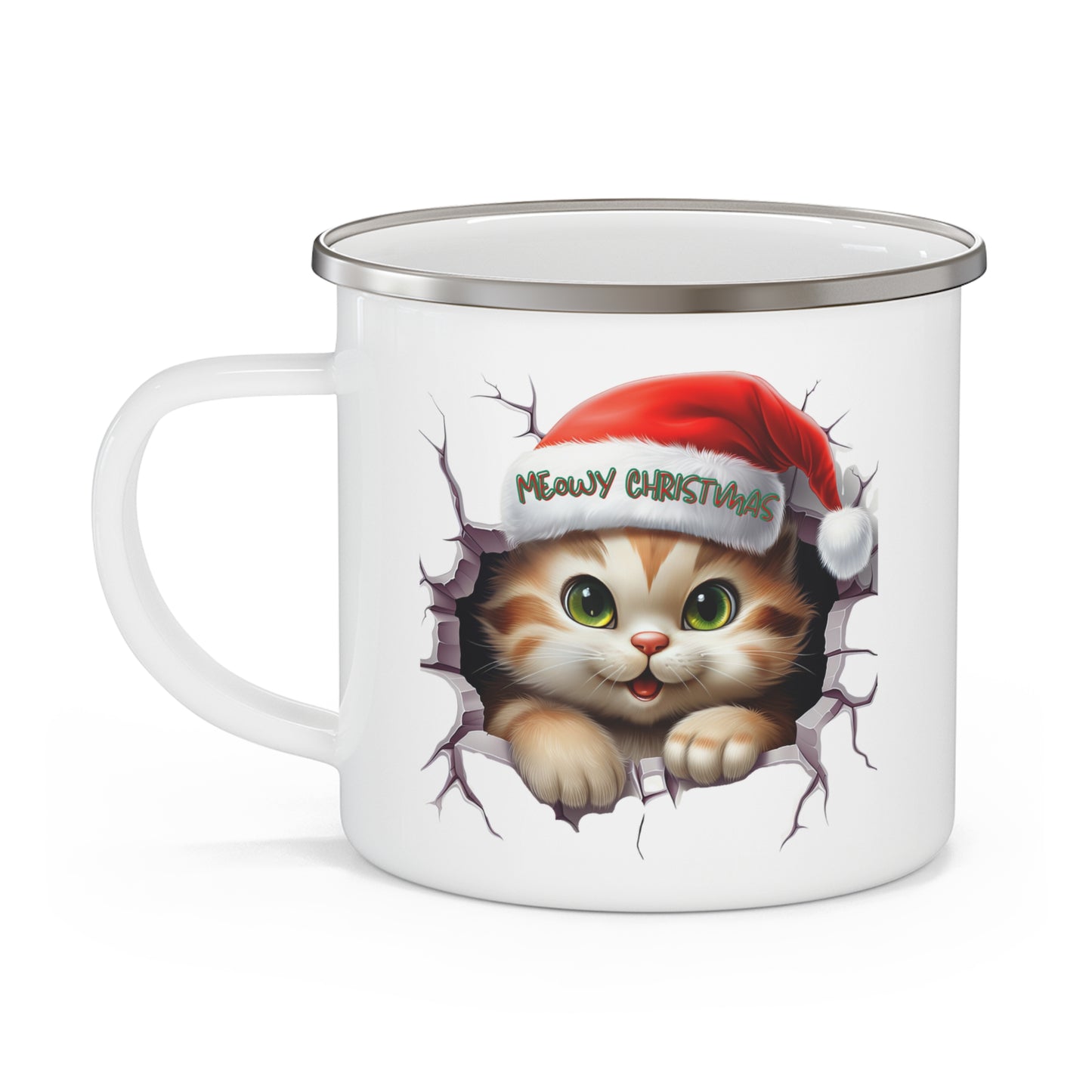 Meowy Christmas Kitty Kat -Enamel Camping Mug