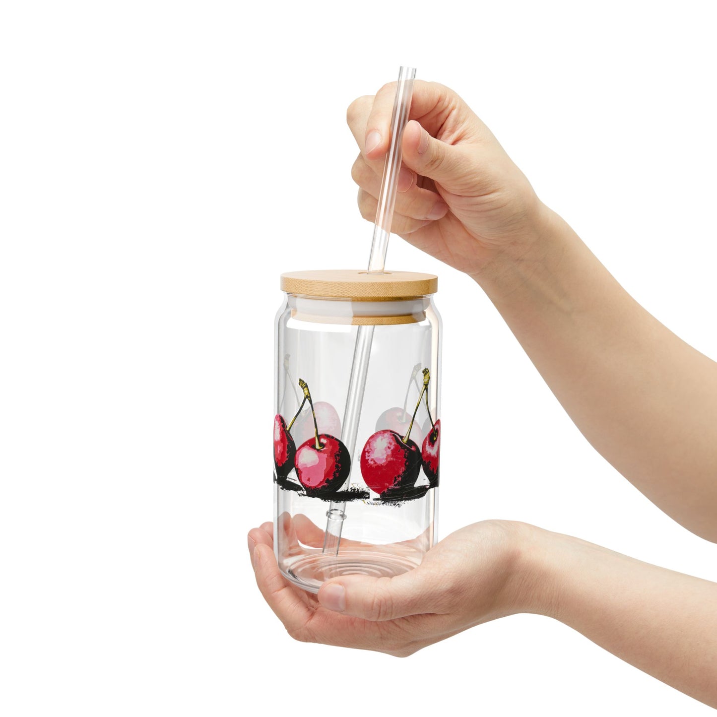 Jubilant Cherries - Sipper Glass, 16oz