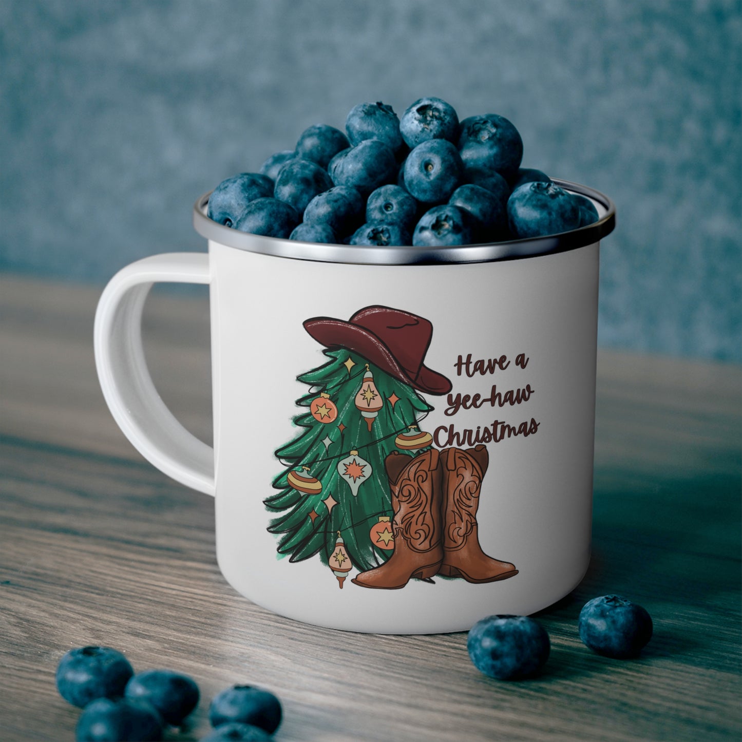 Yee-haw Western Christmas -Enamel Camping Mug