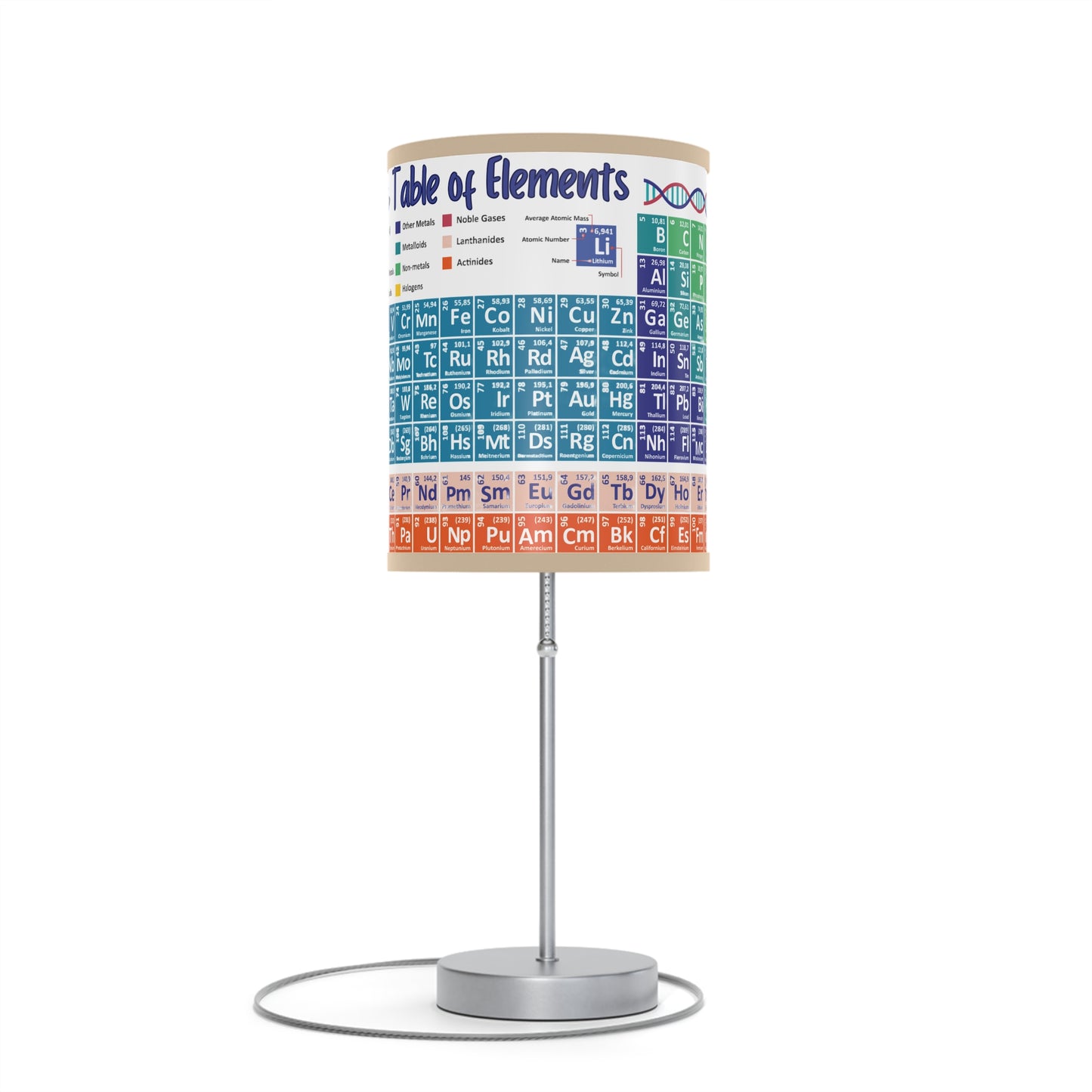 Scientific Periodic Table of Elements -Lamp on a Stand, US|CA plug