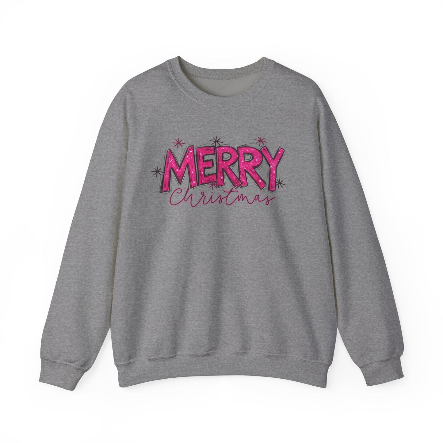 Pink Glitter Merry Christmas Holiday Sweatshirt