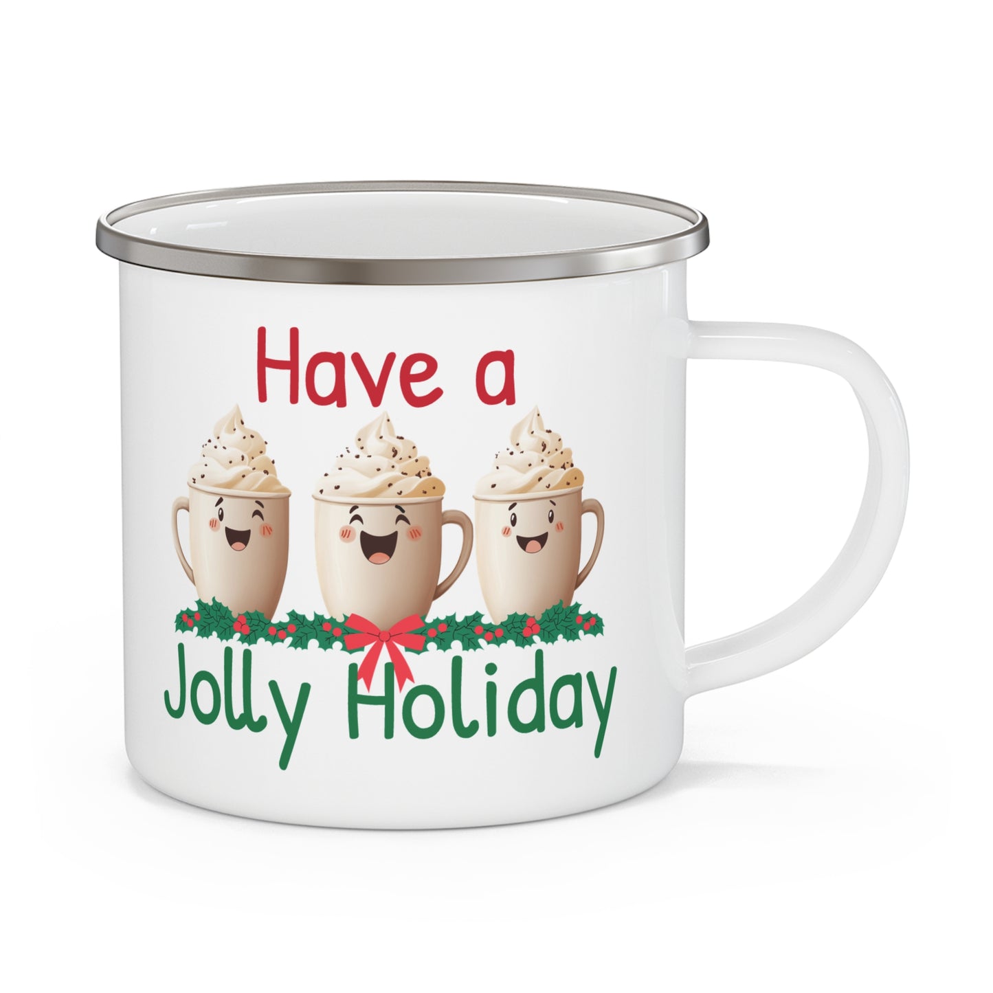 Jolly Holiday Cocoa Cups -Enamel Camping Mug