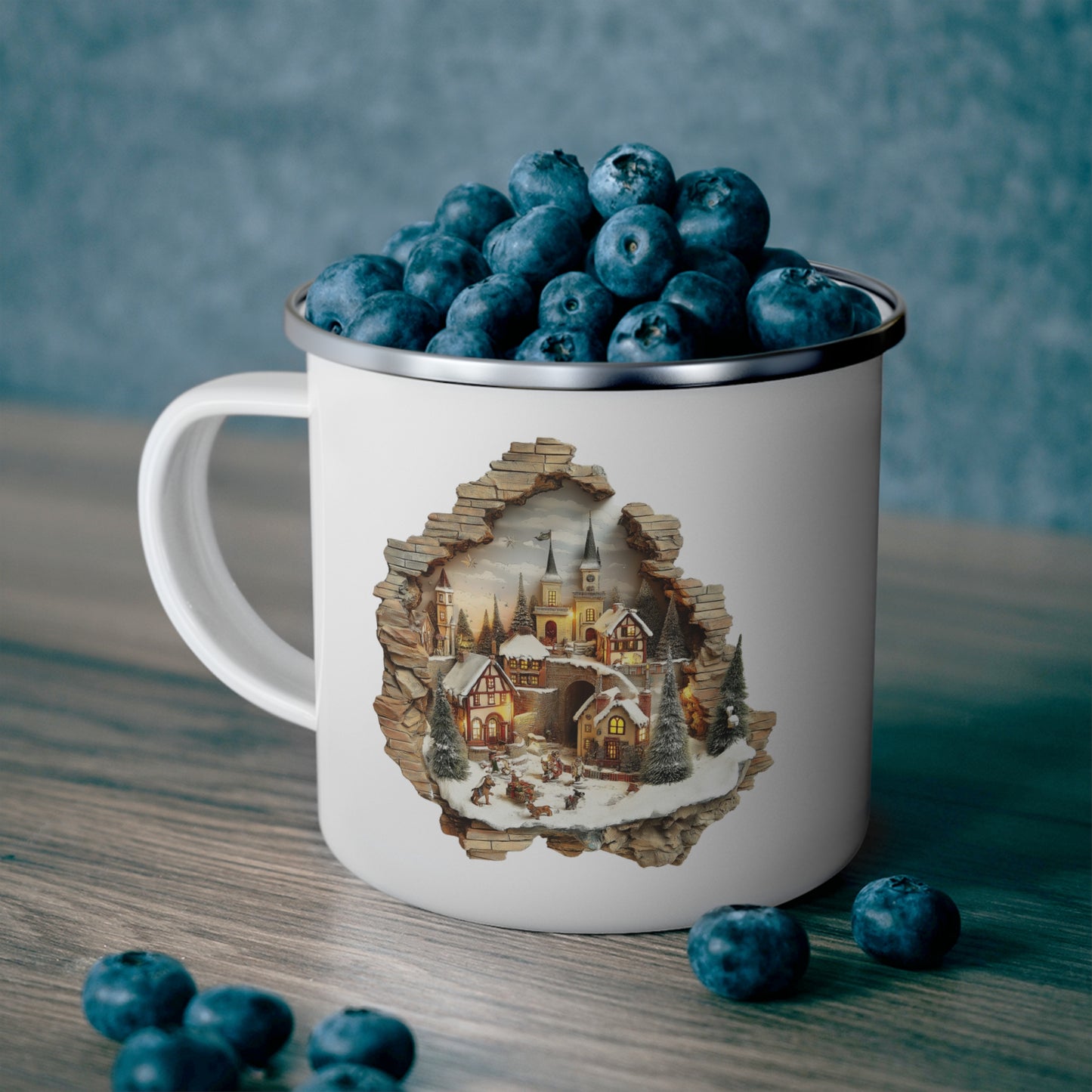 3D Christmas Scene -Enamel Camping Mug