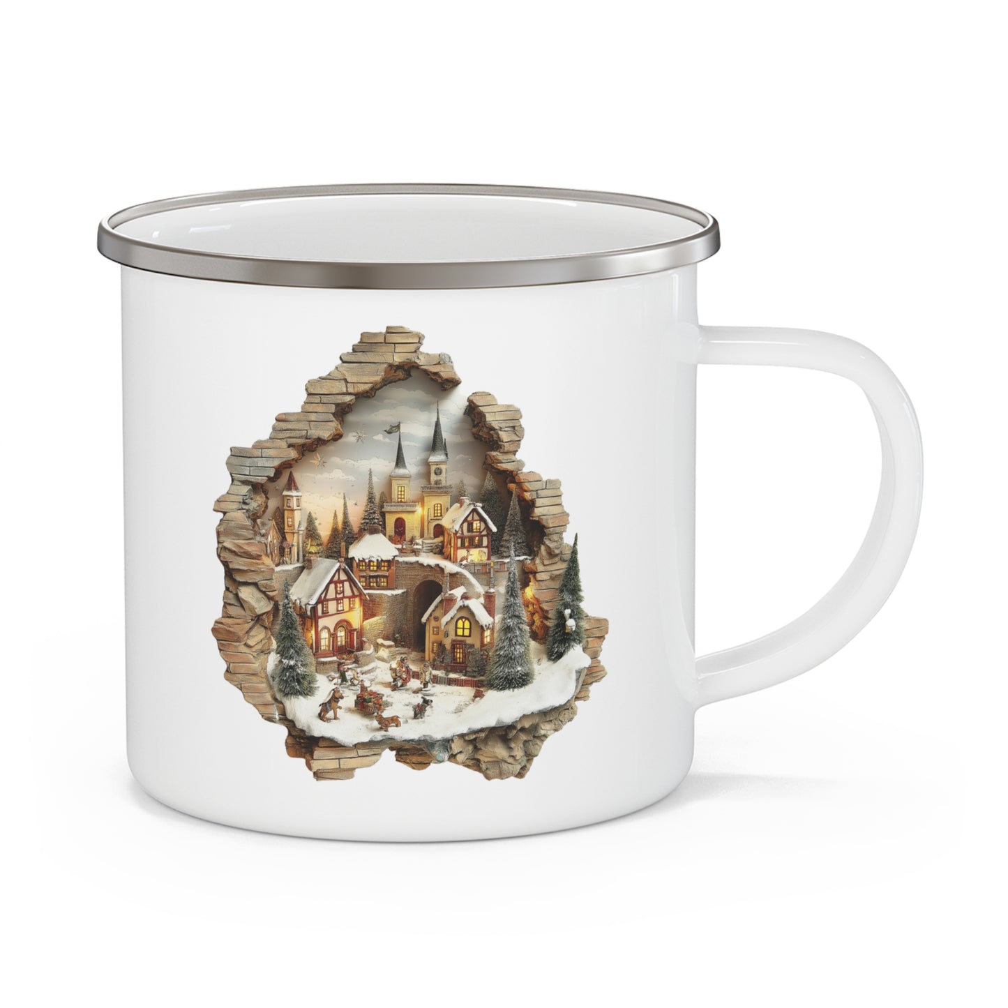 3D Christmas Scene -Enamel Camping Mug