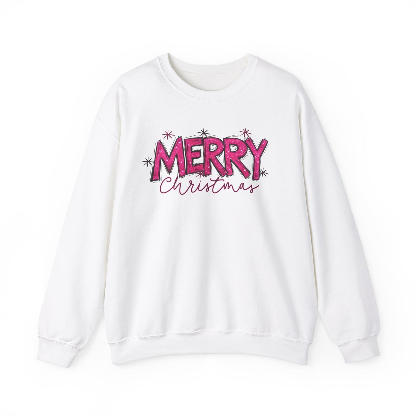 Pink Glitter Merry Christmas Holiday Sweatshirt