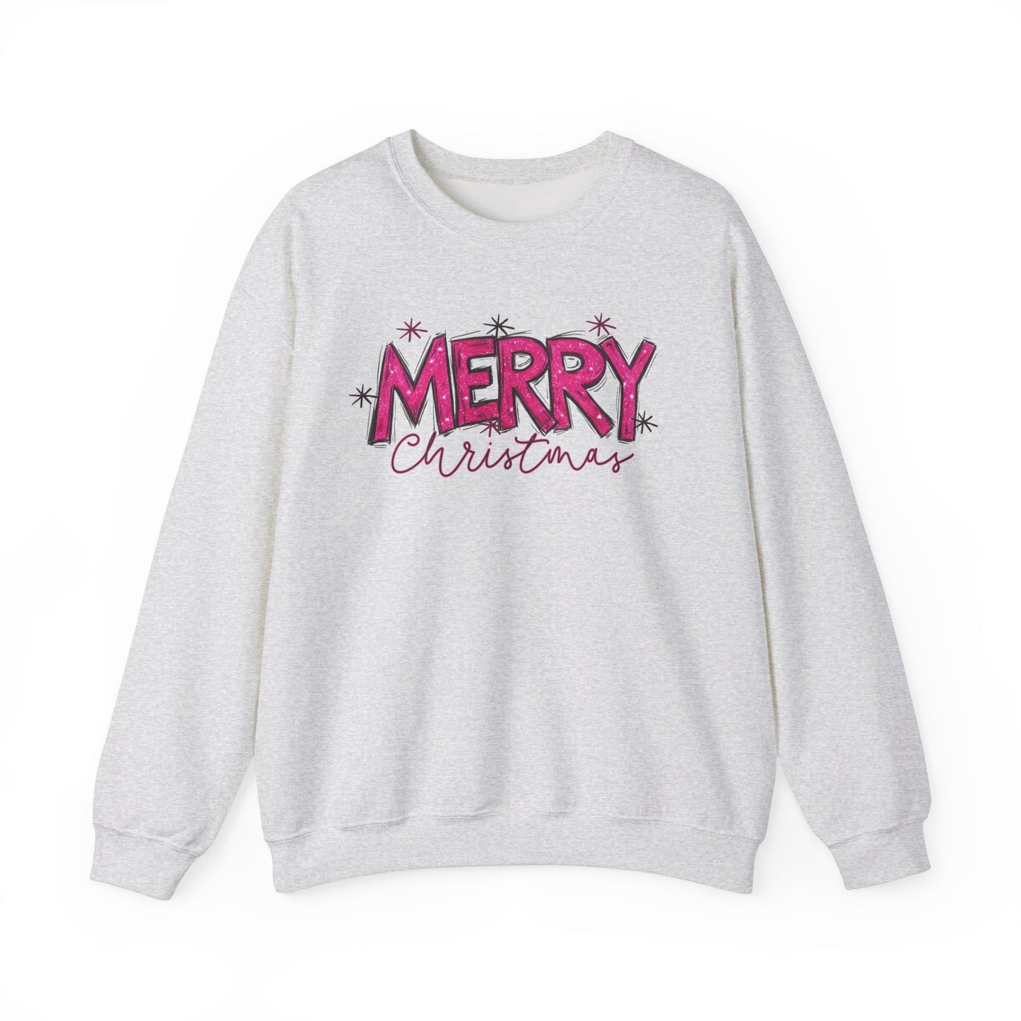 Pink Glitter Merry Christmas Holiday Sweatshirt