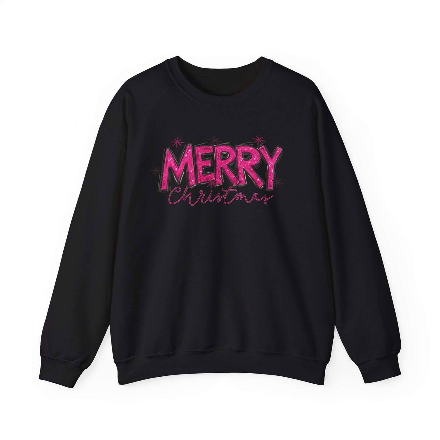 Pink Glitter Merry Christmas Holiday Sweatshirt