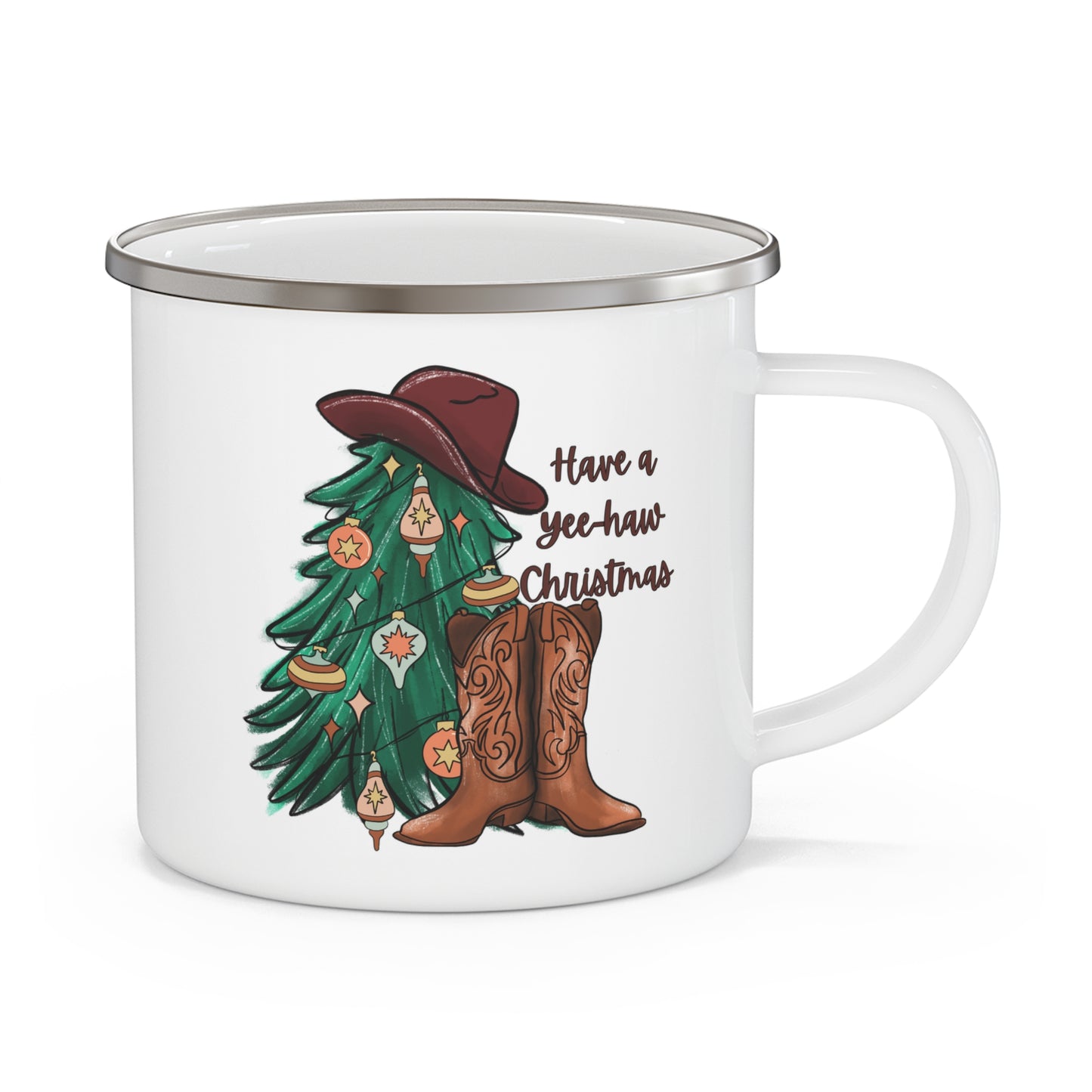 Yee-haw Western Christmas -Enamel Camping Mug