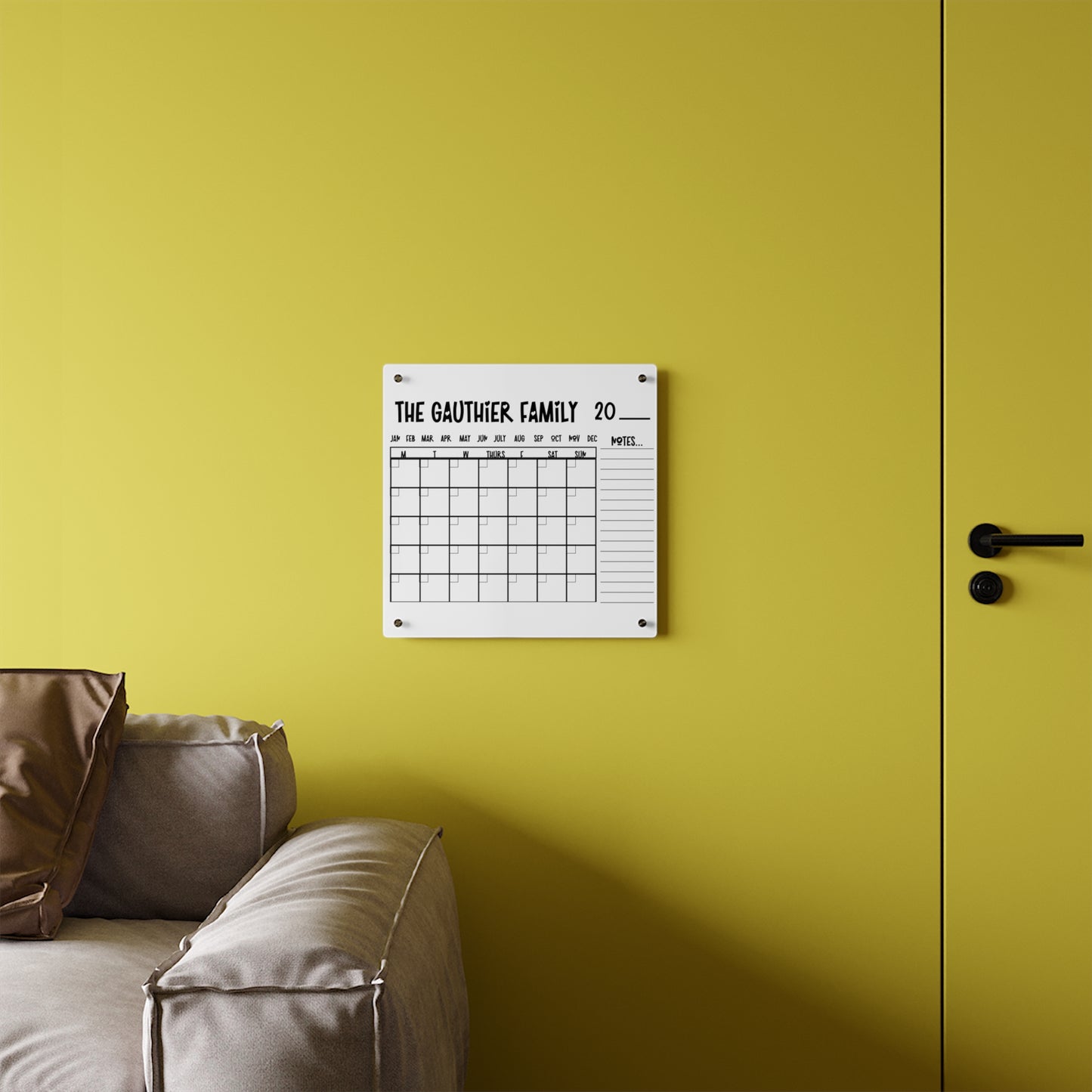 Personalized Erasable Calendar, Decorative Acrylic