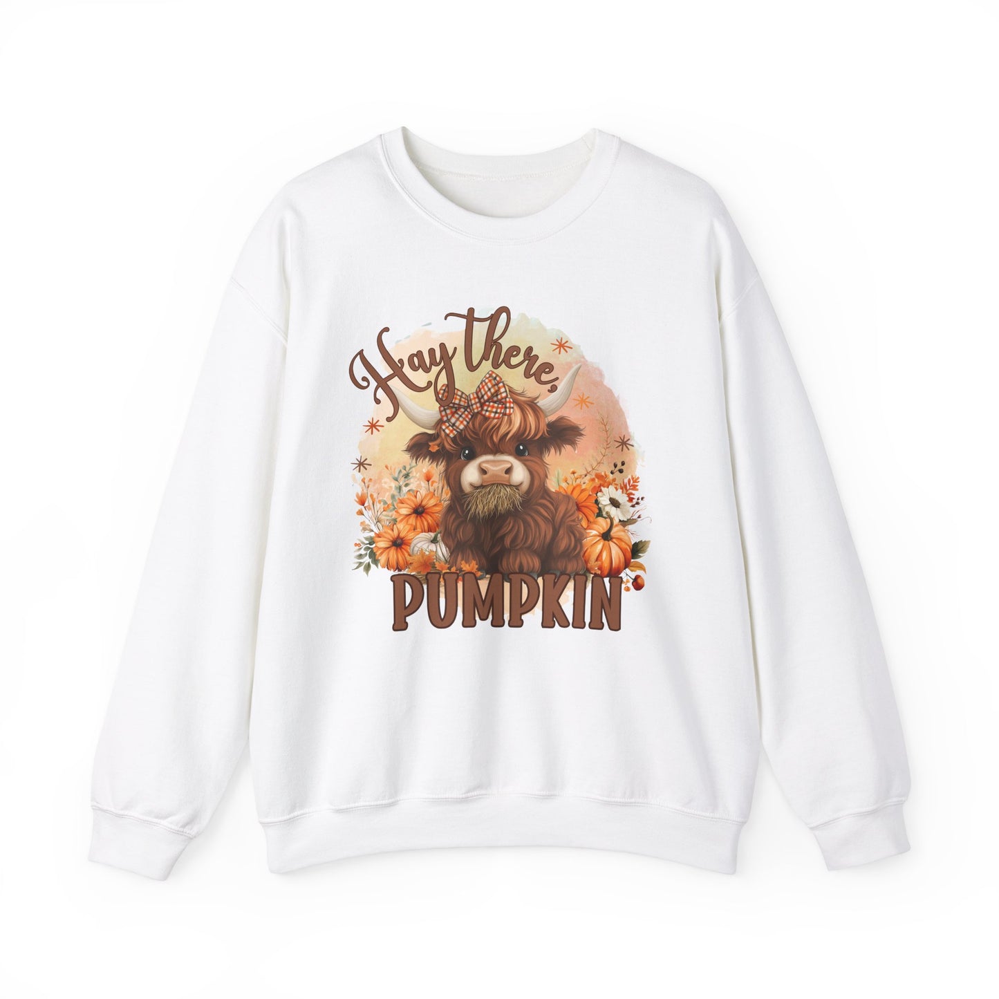 Hay There Highland Cow Pumpkin Thanksgiving Fall Autumn Sweatshirt